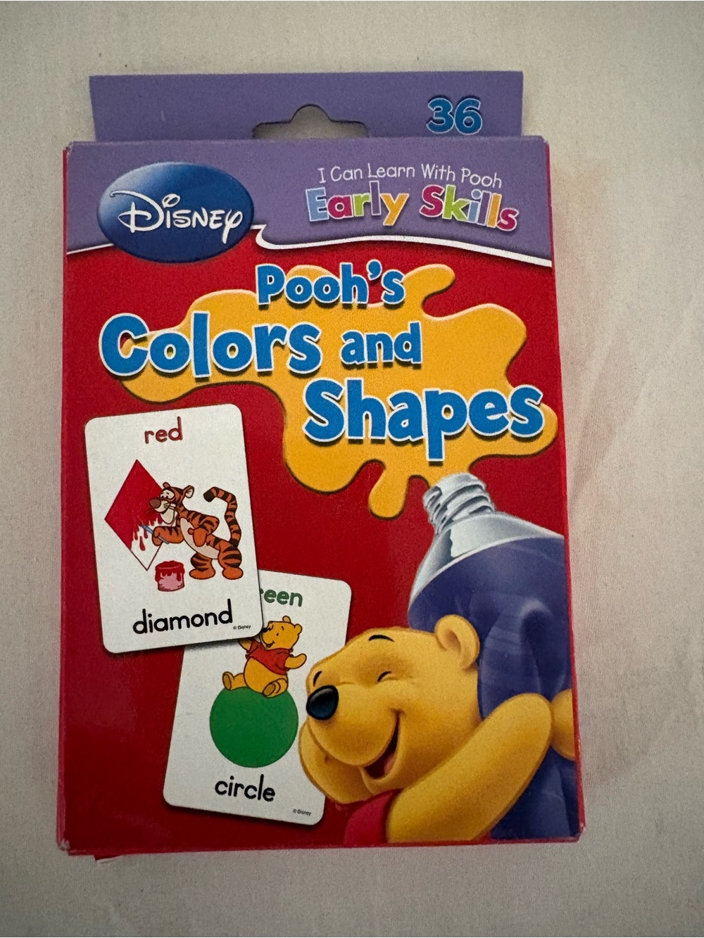 Disney Pooh Colors & Shapes Flash Cards - Red, Yellow, Purple, Blue, Green